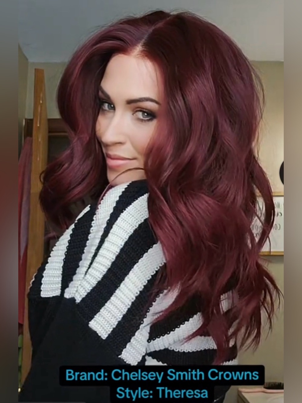 Chelsea Smith Crowns Theresa Wig in Deep Burgundy